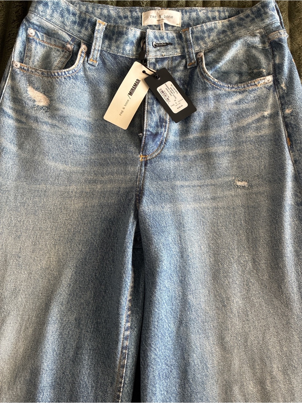 rag & bone Washed Light Blue Flare Jeans